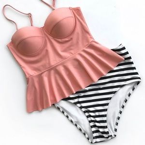 *Cupshe* Peach and B/W Bikini Set (2-for-1!)